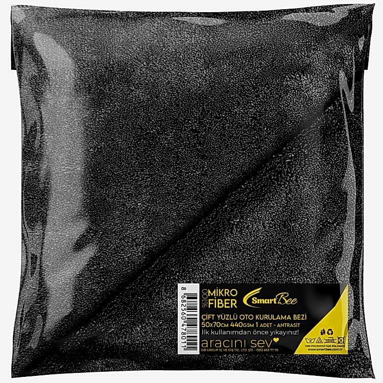 Mikrofiber Çift Yüzlü Araç Kurulama Bezi 50x70 440gr/m2 - Antrasit