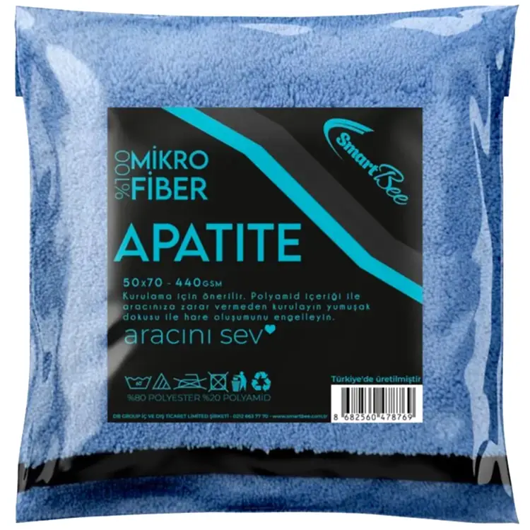 SmartBee APATITE Mikrofiber Oto Kurulama Havlusu 50x70 440GSM - Mavi