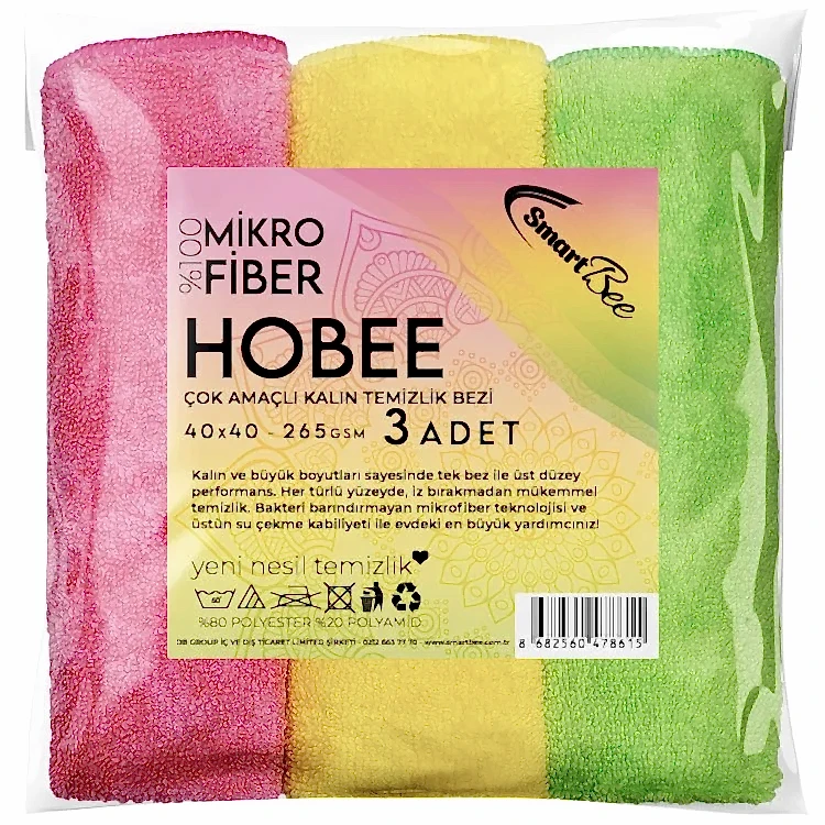 SmartBee Hobee 3'lu Mikrofiber Temizlik Bezi