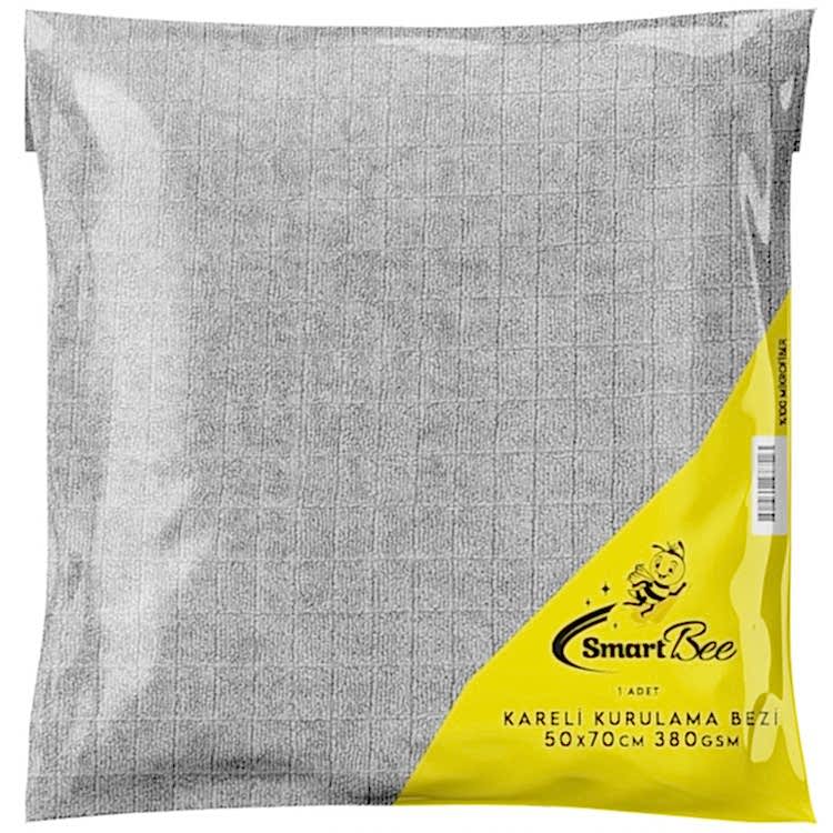 Mikrofiber Kareli Araç Kurulama Bezi 50x70 380gr/m2 - Açık Gri