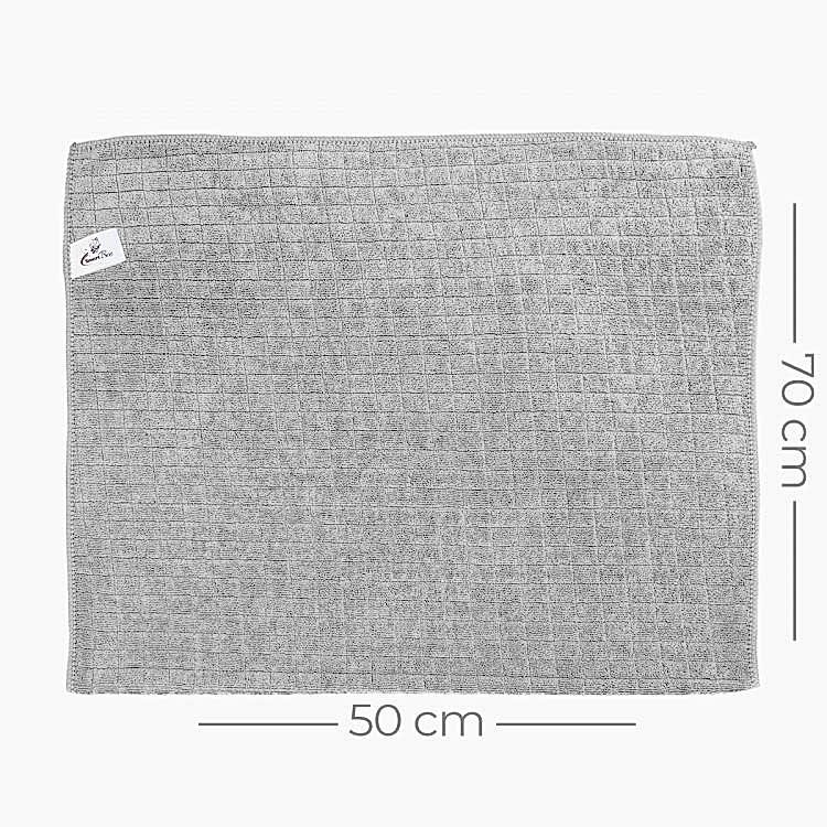 Mikrofiber Kareli Araç Kurulama Bezi 50x70 380gr/m2 - Açık Gri - Görsel 2
