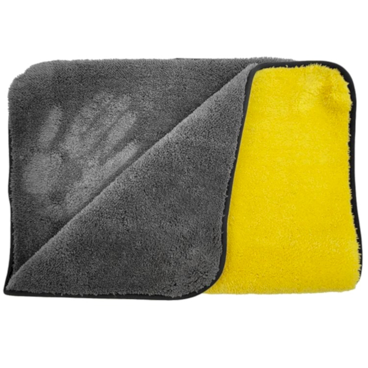 REİS Large Çift Kat Mikrofiber Oto Kurulama Havlusu 50×70 1300GSM – Sarı Gri - Görsel 2