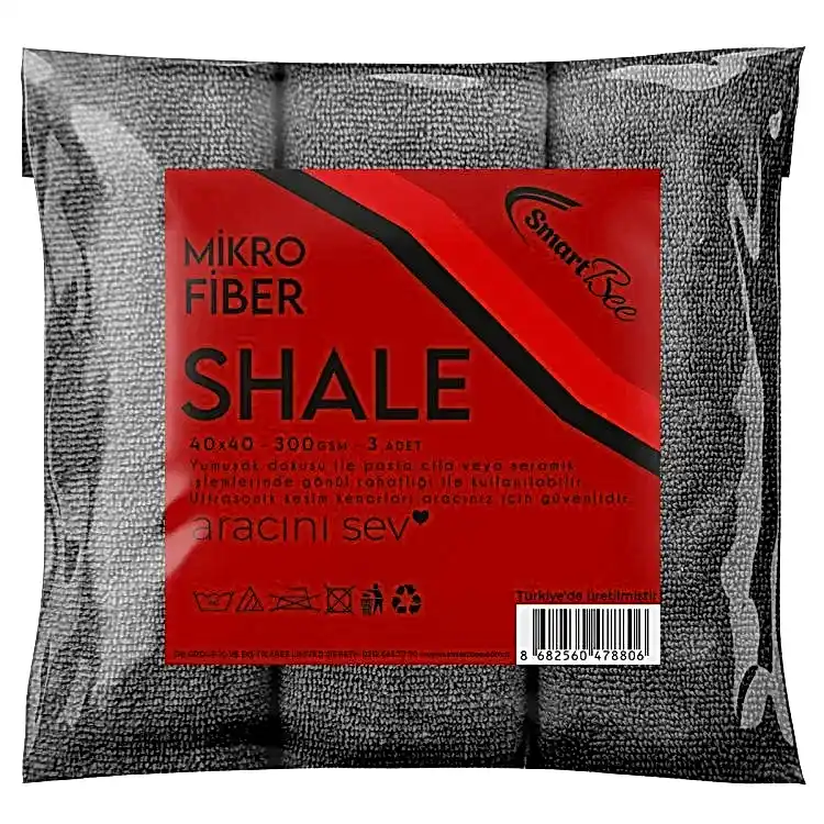 SmartBee SHALE 3'lü Mirkofiber Parlatma Bezi 40x40 300GSM - Antrasit